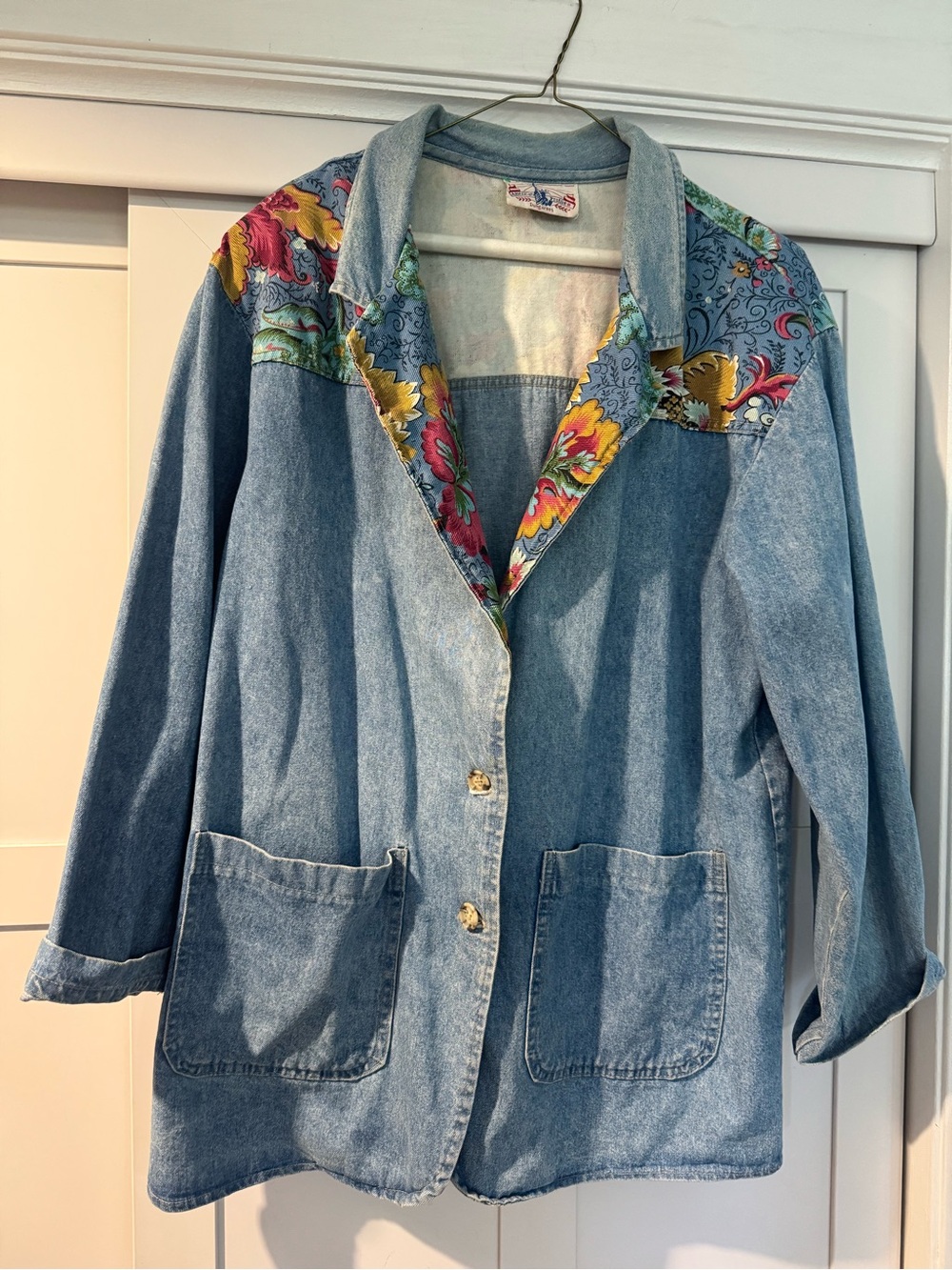 Vintage Denim Jacket with Floral print
